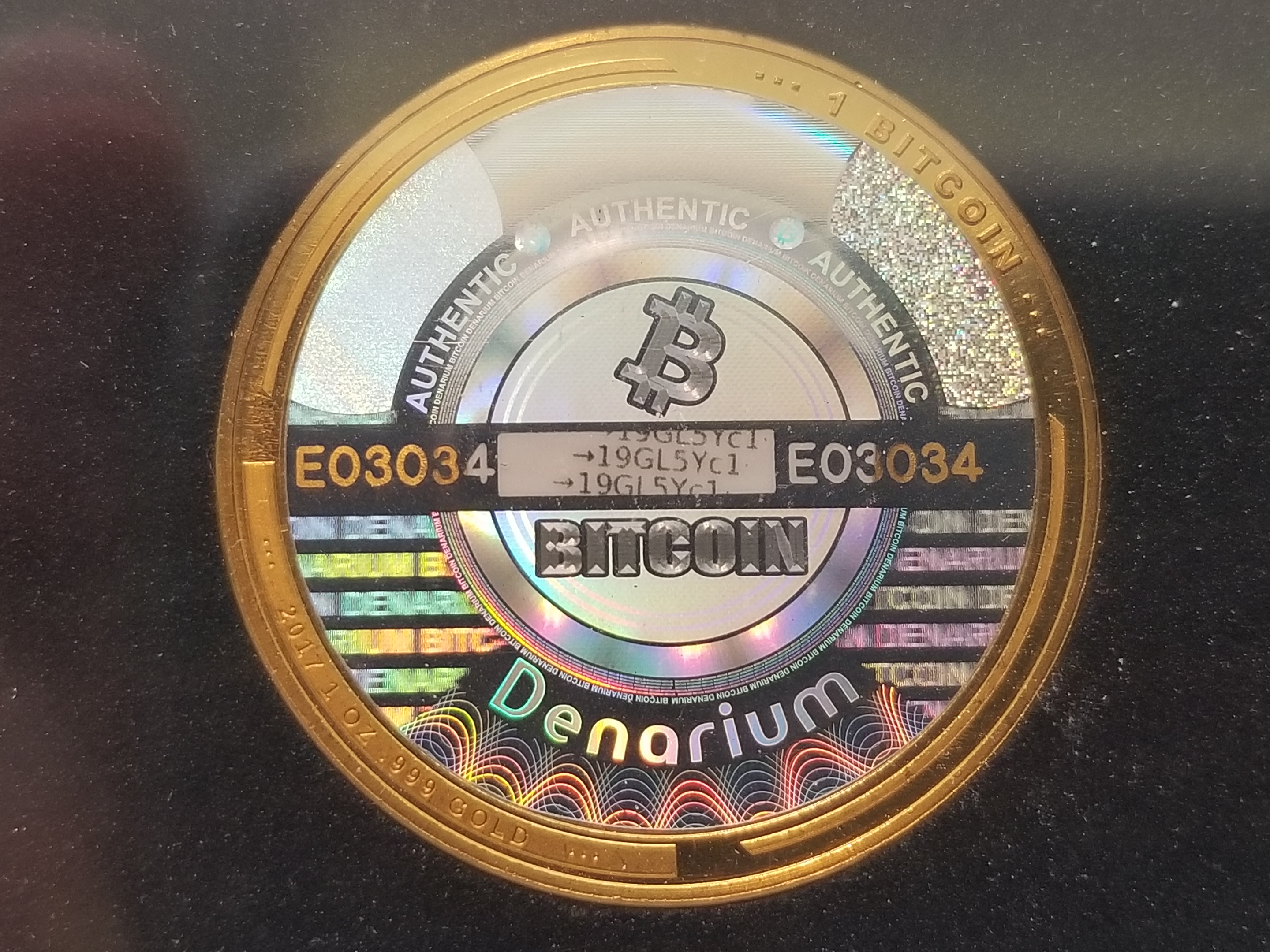 2017 Denarium 1 BTC Gold